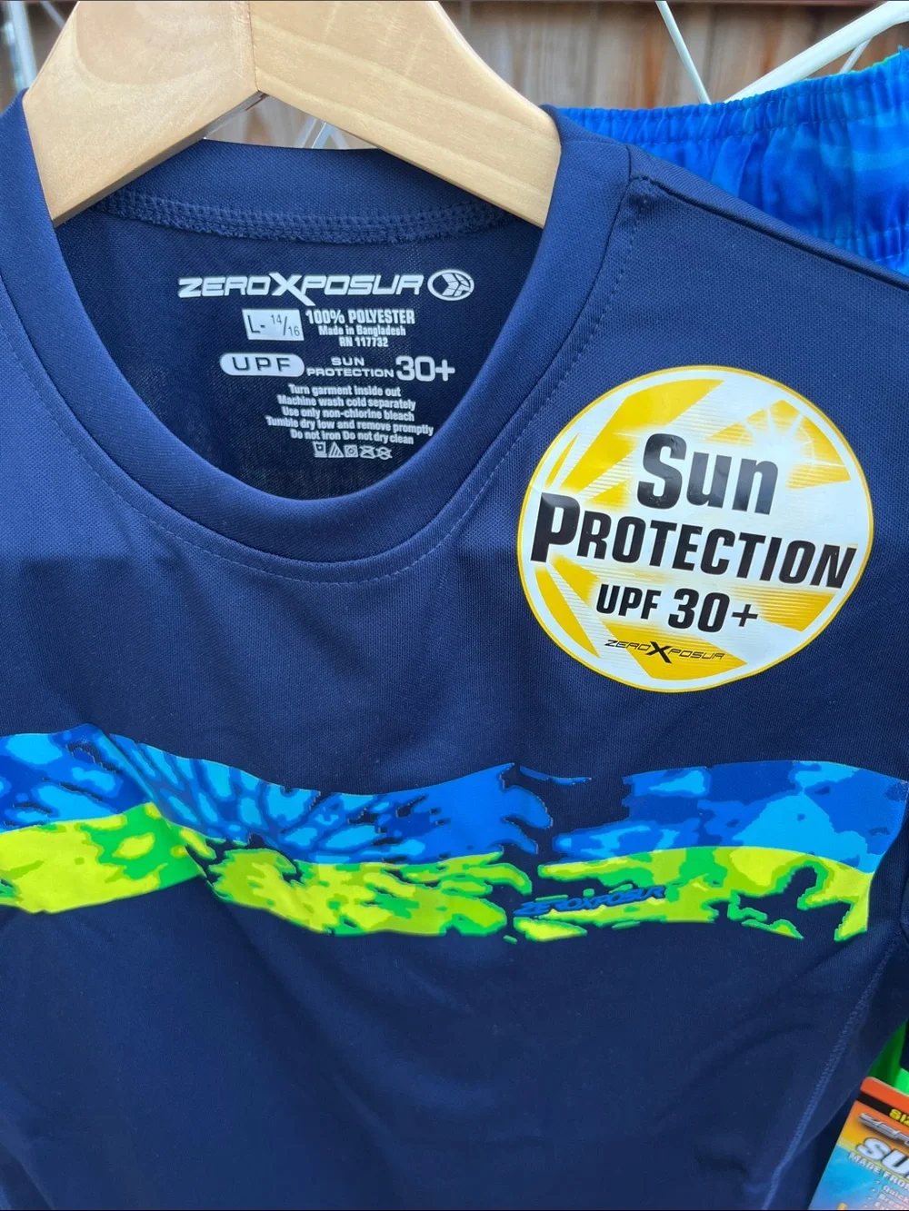 ZeroXposur Kids Navy UPF Rash Guard & Blue-Green Swim Trunks Set